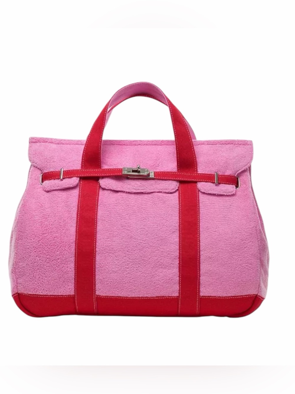 🦋Sunwin Pink & Red Terry Cloth Boatkin
Tote Bag Turn Lock Closure
Designer Style